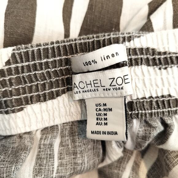 Rachel Zoe Linen Wide Leg Crop Pants Zebra Stripe - Picture 6 of 6